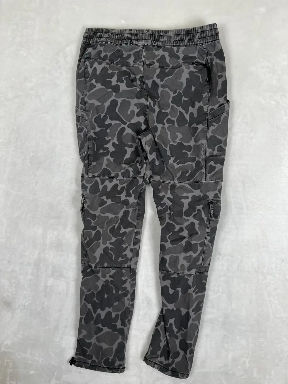 PacSun Cargo Pants Mens Small Gray Camo Regular Fit Elastic Waist Drawcord